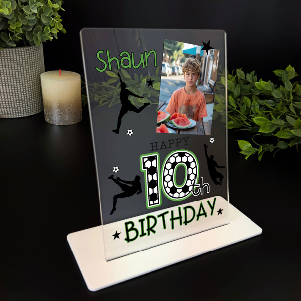 10th Birthday Gift Football Photo Custom Personalised Gift Acrylic Plaque