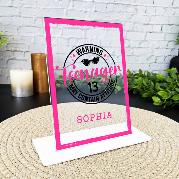 13th Birthday Gift Pink Teenager Custom Personalised Gift Acrylic Plaque 13th Birthday Gift Pink Teenager Custom Personalised Gift Acrylic Plaque