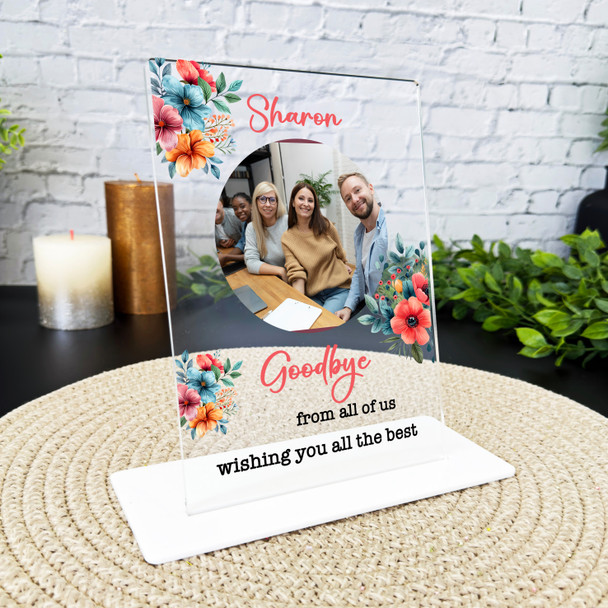 Floral Photo Leaving Gift Custom Personalised New Job Gift Acrylic Plaque