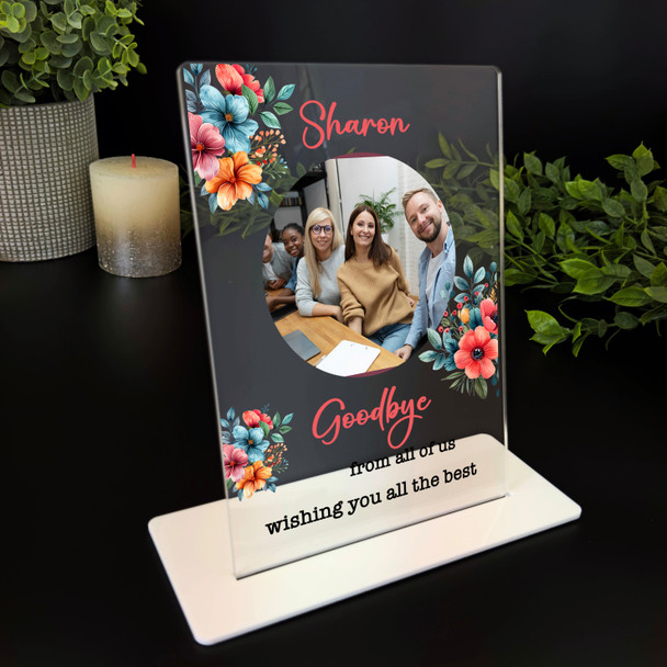 Floral Photo Leaving Gift Custom Personalised New Job Gift Acrylic Plaque