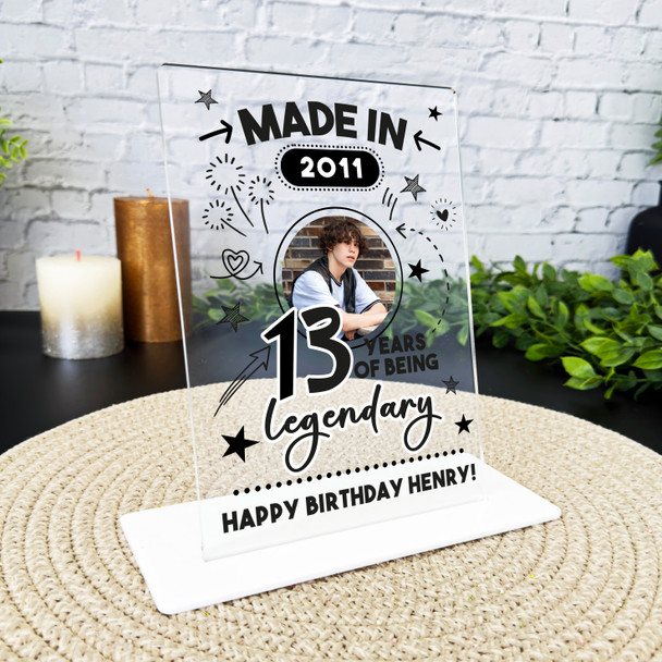 13th Birthday Gift Doodle Photo Custom Personalised Gift Acrylic Plaque