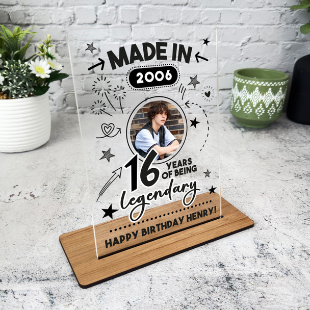 16th Birthday Gift Doodle Photo Custom Personalised Gift Acrylic Plaque