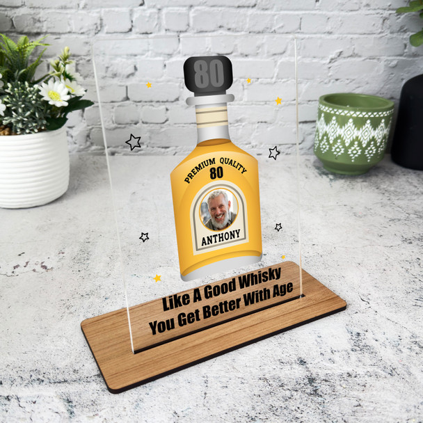 80th Birthday Gift Whisky Photo Custom Personalised Gift Acrylic Plaque