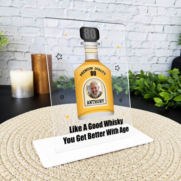 80th Birthday Gift Whisky Photo Custom Personalised Gift Acrylic Plaque
