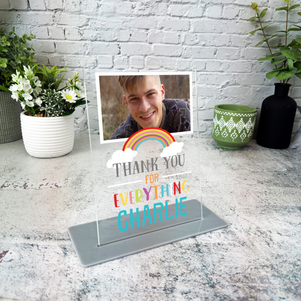 Thank You Gift Rainbow Photo Custom Personalised Gift Acrylic Plaque