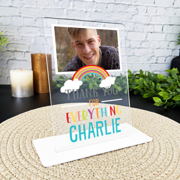 Thank You Gift Rainbow Photo Custom Personalised Gift Acrylic Plaque