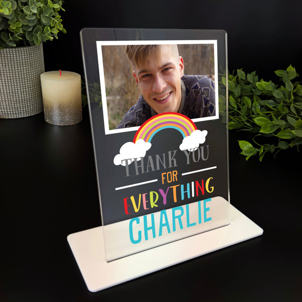 Thank You Gift Rainbow Photo Custom Personalised Gift Acrylic Plaque