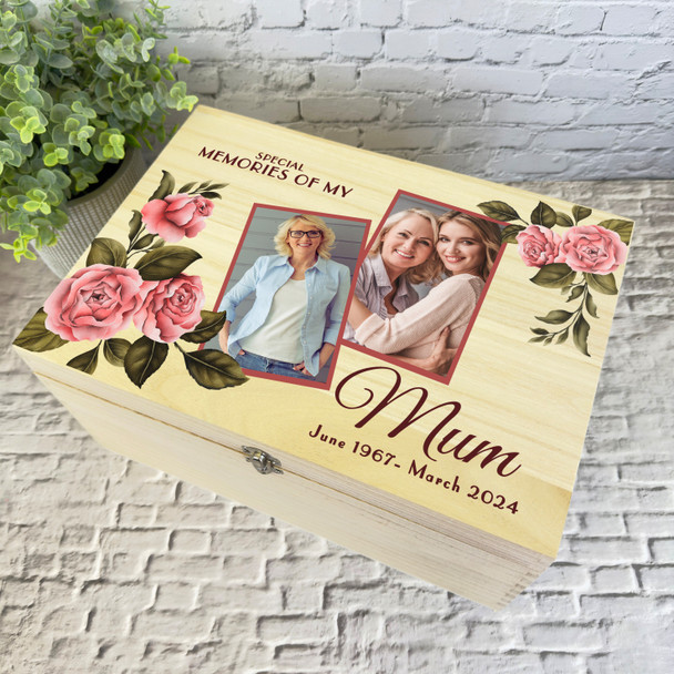 Mum Vintage Floral Photo Frames Memorial Personalised Wooden Memory Keepsake Box