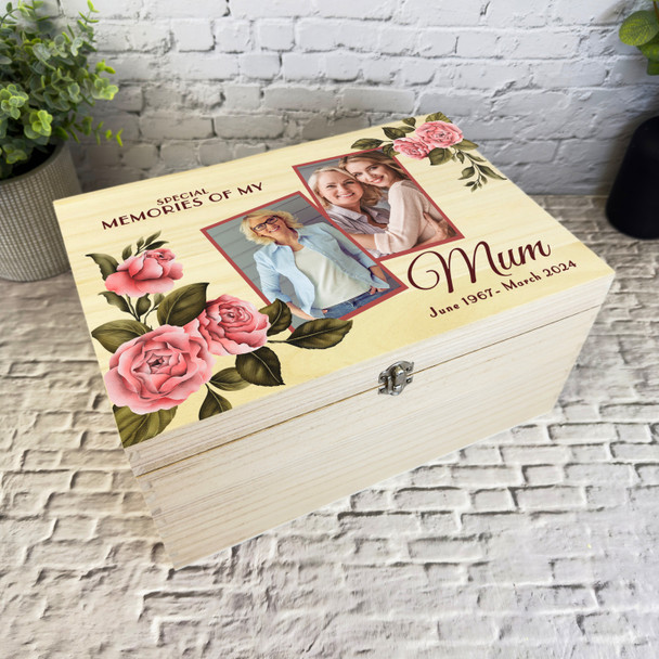 Mum Vintage Floral Photo Frames Memorial Personalised Wooden Memory Keepsake Box