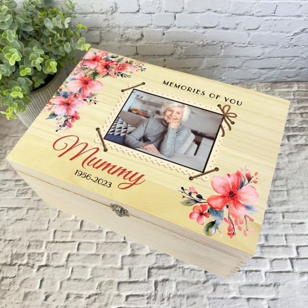 Mum Or Any Relation Watercolour Photo Memorial Personalised Wooden Keepsake Box