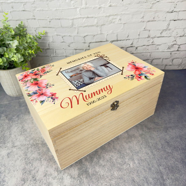 Mum Or Any Relation Watercolour Photo Memorial Personalised Wooden Keepsake Box