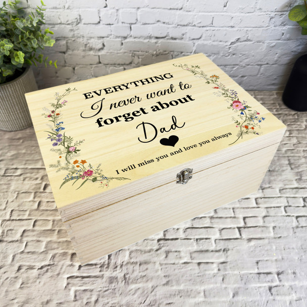 Dad Memories Miss You Vintage Floral Memorial Personalised Wooden Keepsake Box