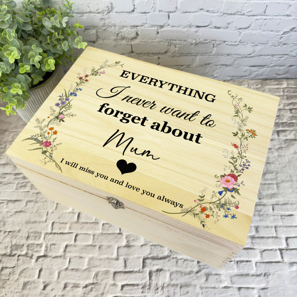 Mum Memories Miss You Vintage Floral Memorial Personalised Wooden Keepsake Box