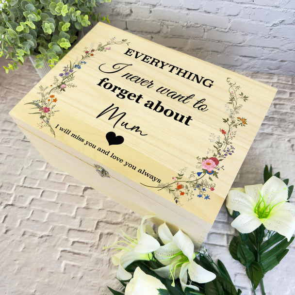 Mum Memories Miss You Vintage Floral Memorial Personalised Wooden Keepsake Box