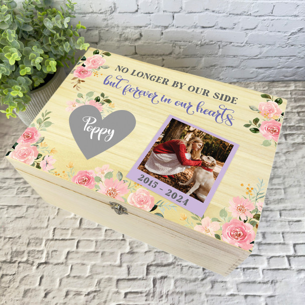 Pet Loss Cat Dog Horse Floral Photo Personalised Memorial Wooden Keepsake Box