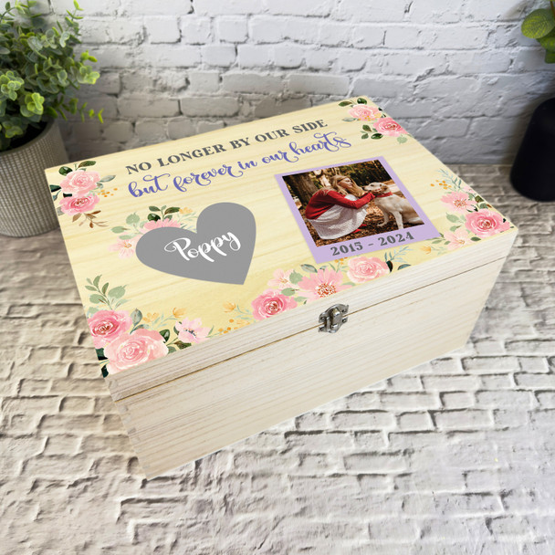 Pet Loss Cat Dog Horse Floral Photo Personalised Memorial Wooden Keepsake Box