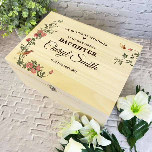 Wonderful Daughter Memories Vintage Memorial Personalised Wooden Keepsake Box