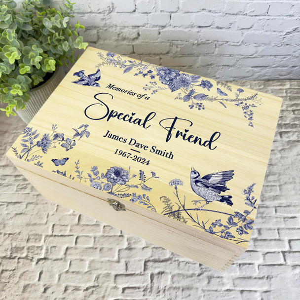 Birds Memories Of A Special Friend Memorial Personalised Wooden Keepsake Box