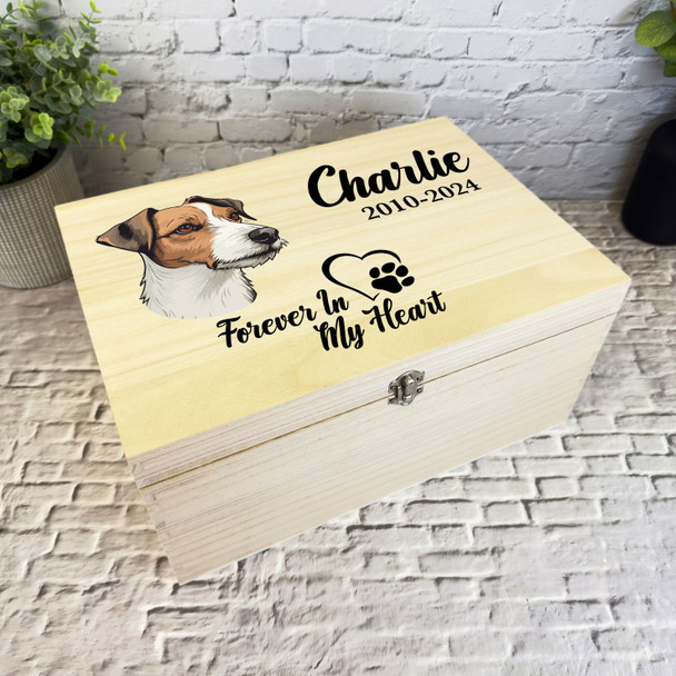 Jack Russell Terrier Paw Print Pet Memorial Personalised Wooden Keepsake Box