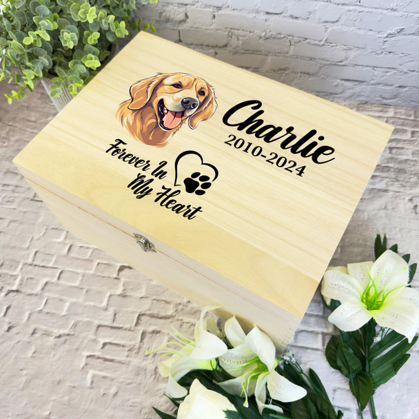 Springer Spaniel Dog Paw Print Pet Memorial Personalised Wooden Keepsake Box