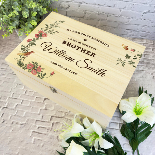 Wonderful Brother Memories Vintage Memorial Personalised Wooden Keepsake Box