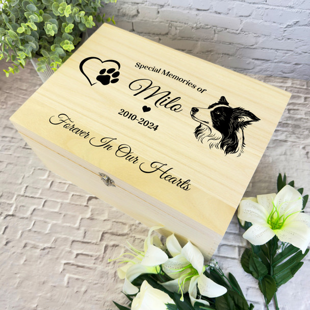 Border Collie Print Dachshund Pet Memorial Personalised Wooden Keepsake Box