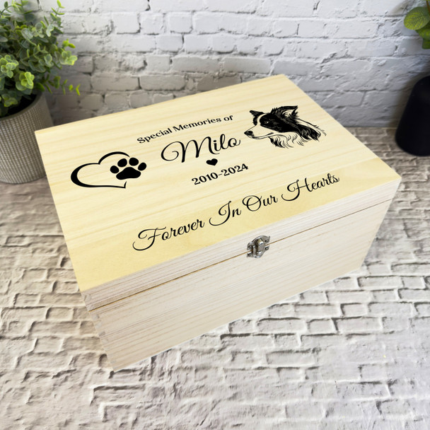 Border Collie Print Dachshund Pet Memorial Personalised Wooden Keepsake Box