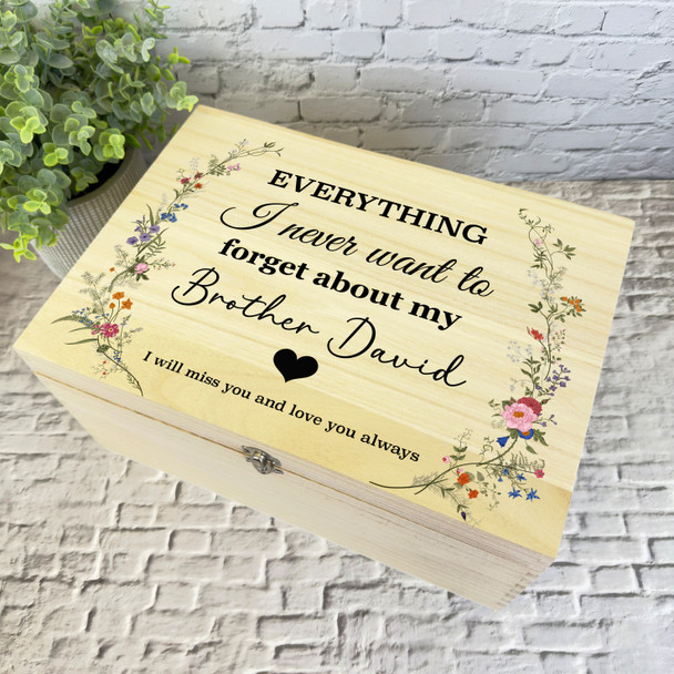 Brother Memories Miss You Vintage Memorial Personalised Wooden Keepsake Box