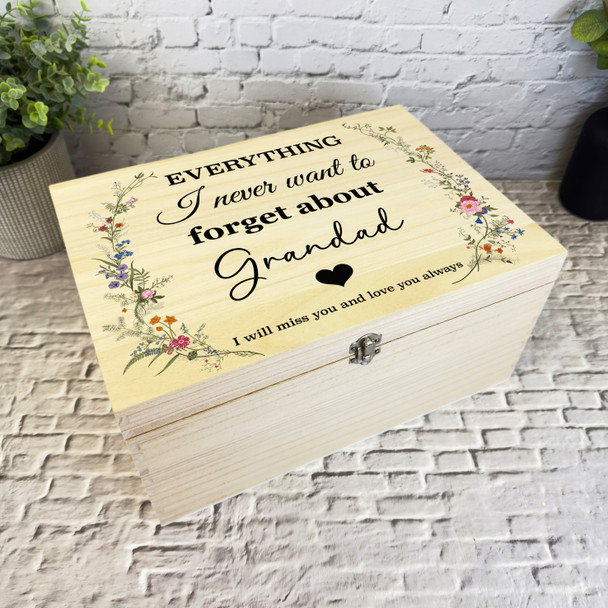 Grandad Memories Miss You Vintage Memorial Personalised Wooden Keepsake Box