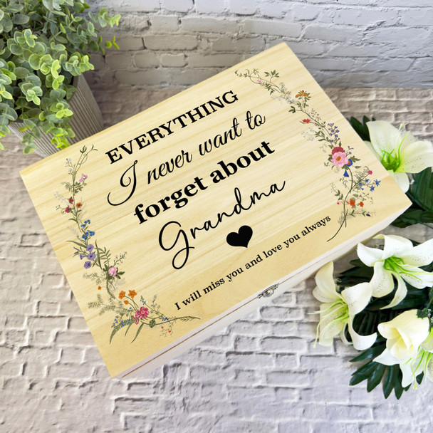 Grandma Memories Miss You Vintage Memorial Personalised Wooden Keepsake Box