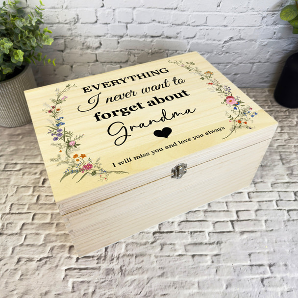 Grandma Memories Miss You Vintage Memorial Personalised Wooden Keepsake Box