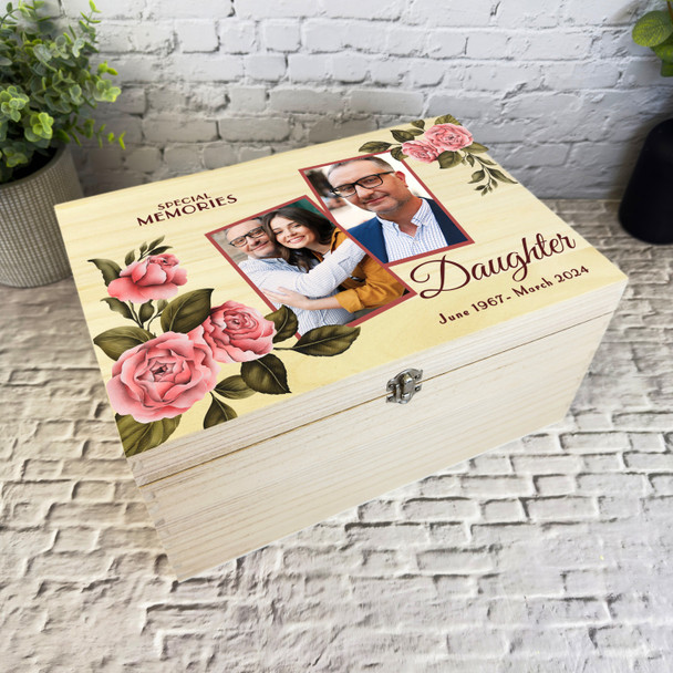 Memories Of Daughter Pink Photos Memorial Personalised Wooden Keepsake Box