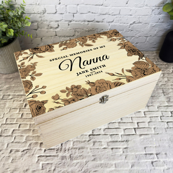 Memories Of My Nanna Brown Frame Memorial Personalised Wooden Keepsake Box