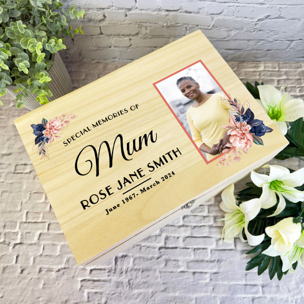 Mum Photo Frame Special Memories Memorial Personalised Wooden Keepsake Box