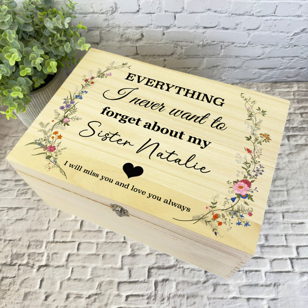 Sister Memories Miss You Vintage Memorial Personalised Wooden Keepsake Box