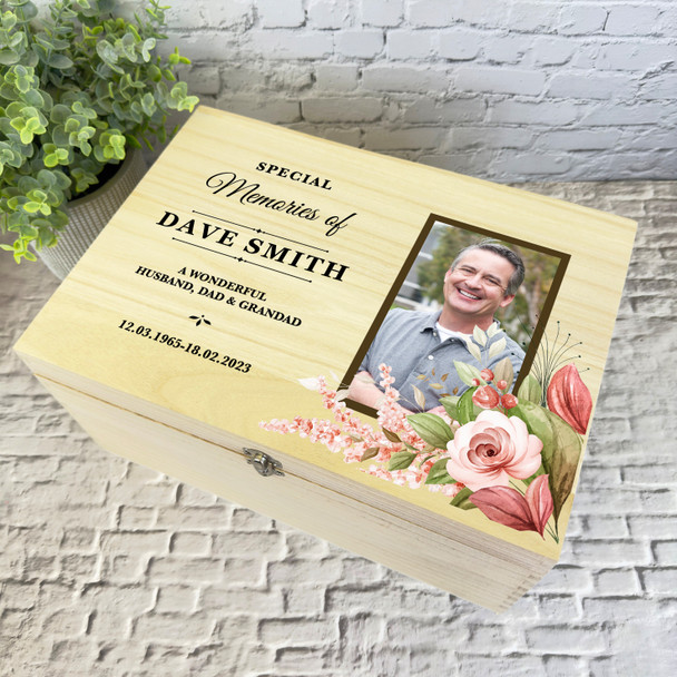 Wonderful Dad Husband Grandad Photo Memorial Personalised Wooden Keepsake Box