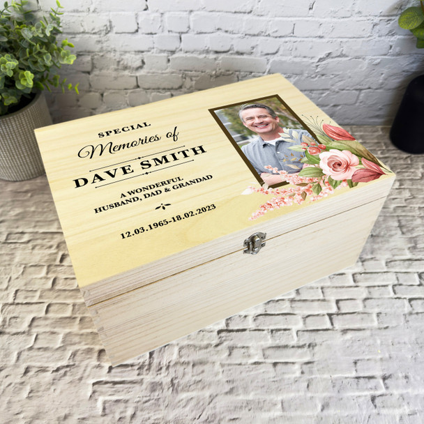 Wonderful Dad Husband Grandad Photo Memorial Personalised Wooden Keepsake Box