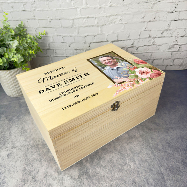 Wonderful Dad Husband Grandad Photo Memorial Personalised Wooden Keepsake Box