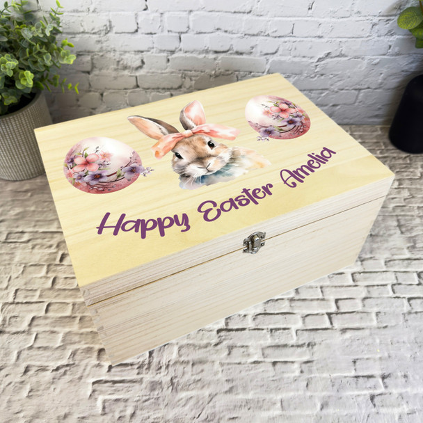 Happy Easter Gift Bunny Egg Hamper Treat Wooden Memory Personalised Keepsake Box