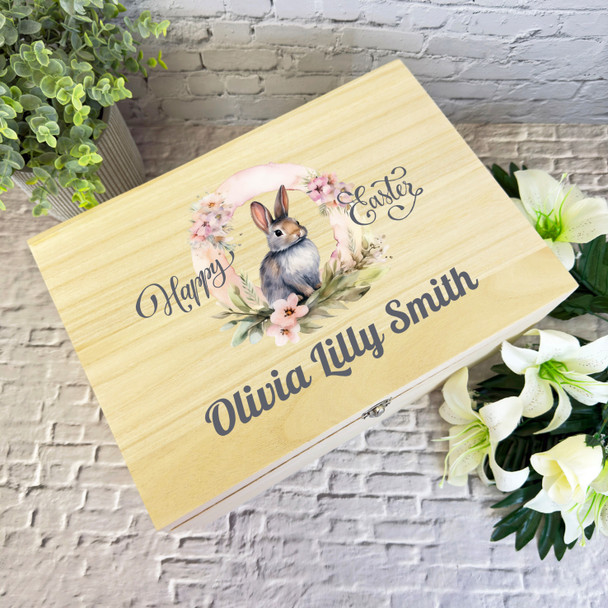 Bunny Name Initial Letter O Easter Hamper Gift Personalised Wooden Keepsake Box