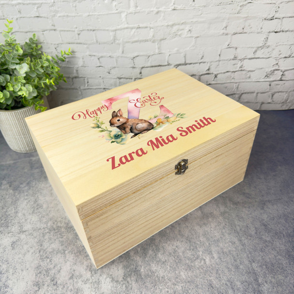 Bunny Name Initial Letter Z Easter Hamper Gift Personalised Wooden Keepsake Box