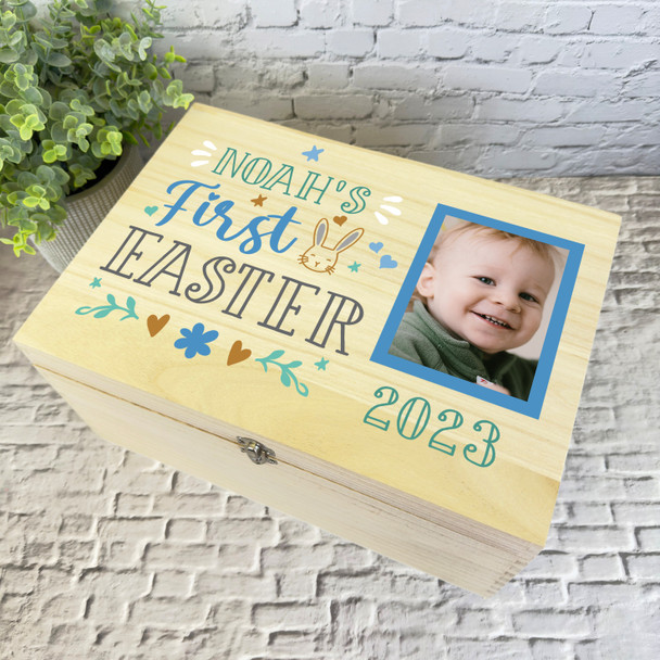 Photo Baby Boy's 1st First Easter Personalised Wooden Hamper Treat Keepsake Box