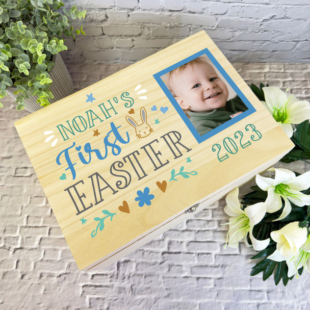 Photo Baby Boy's 1st First Easter Personalised Wooden Hamper Treat Keepsake Box