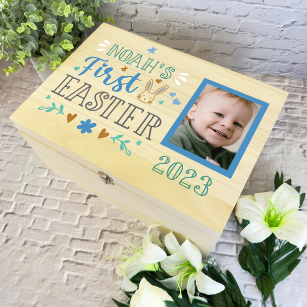 Photo Baby Boy's 1st First Easter Personalised Wooden Hamper Treat Keepsake Box