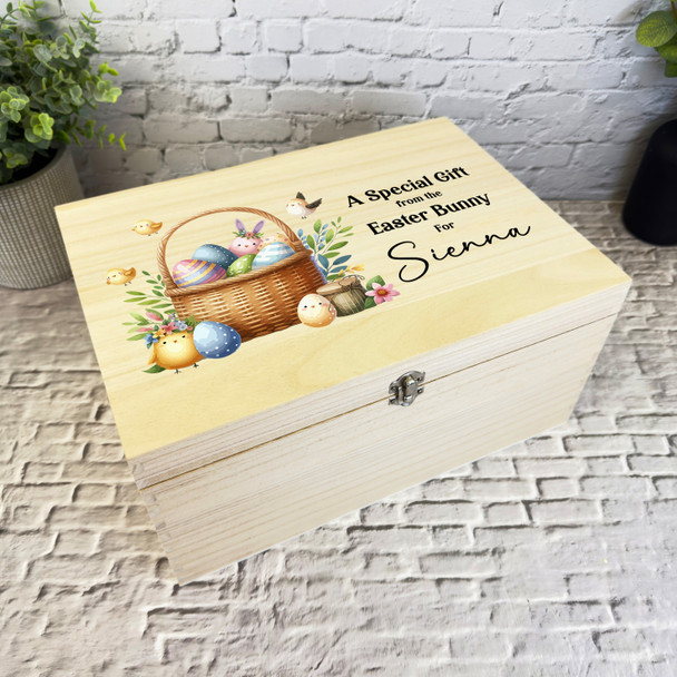 Watercolour Easter Basket Easter Hamper Gift Personalised Wooden Keepsake Box