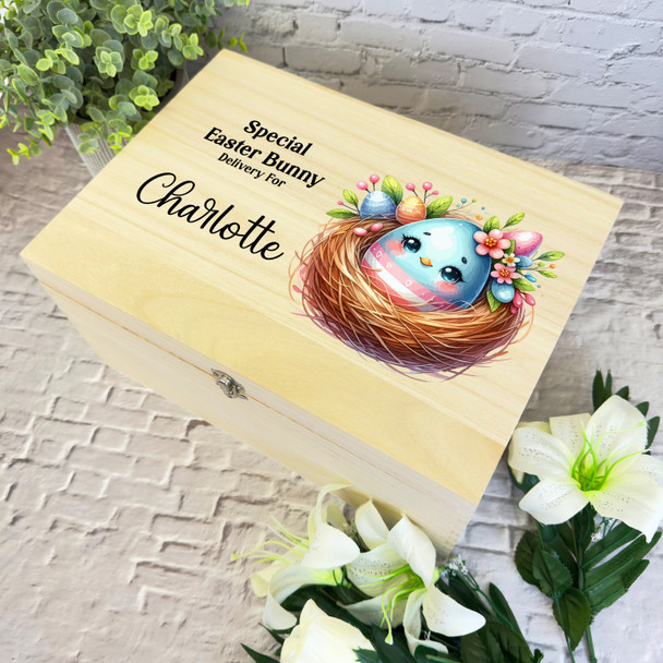 Watercolour Easter Egg Easter Hamper Gift Personalised Wooden Keepsake Box