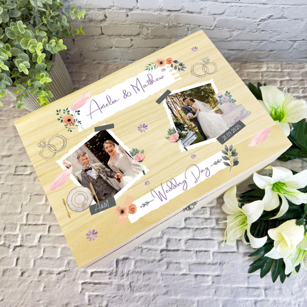 Wedding Day Memories Scrapbook Photo Personalised Wooden Memory Keepsake Box