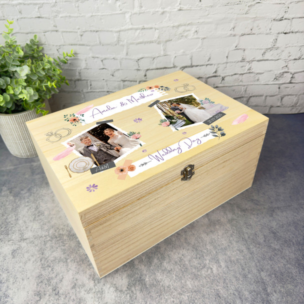 Wedding Day Memories Scrapbook Photo Personalised Wooden Memory Keepsake Box