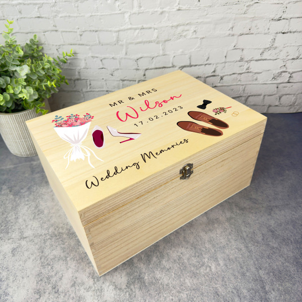 Wedding Shoes Memories Wedding Day Personalised Wooden Memory Keepsake Box