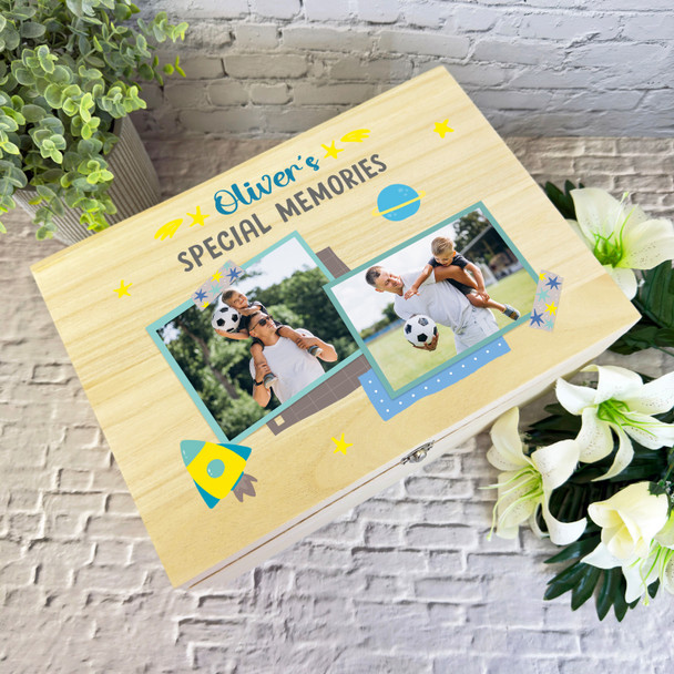 Special Memories Boy Son Photo Scrapbook Personalised Wooden Memory Keepsake Box